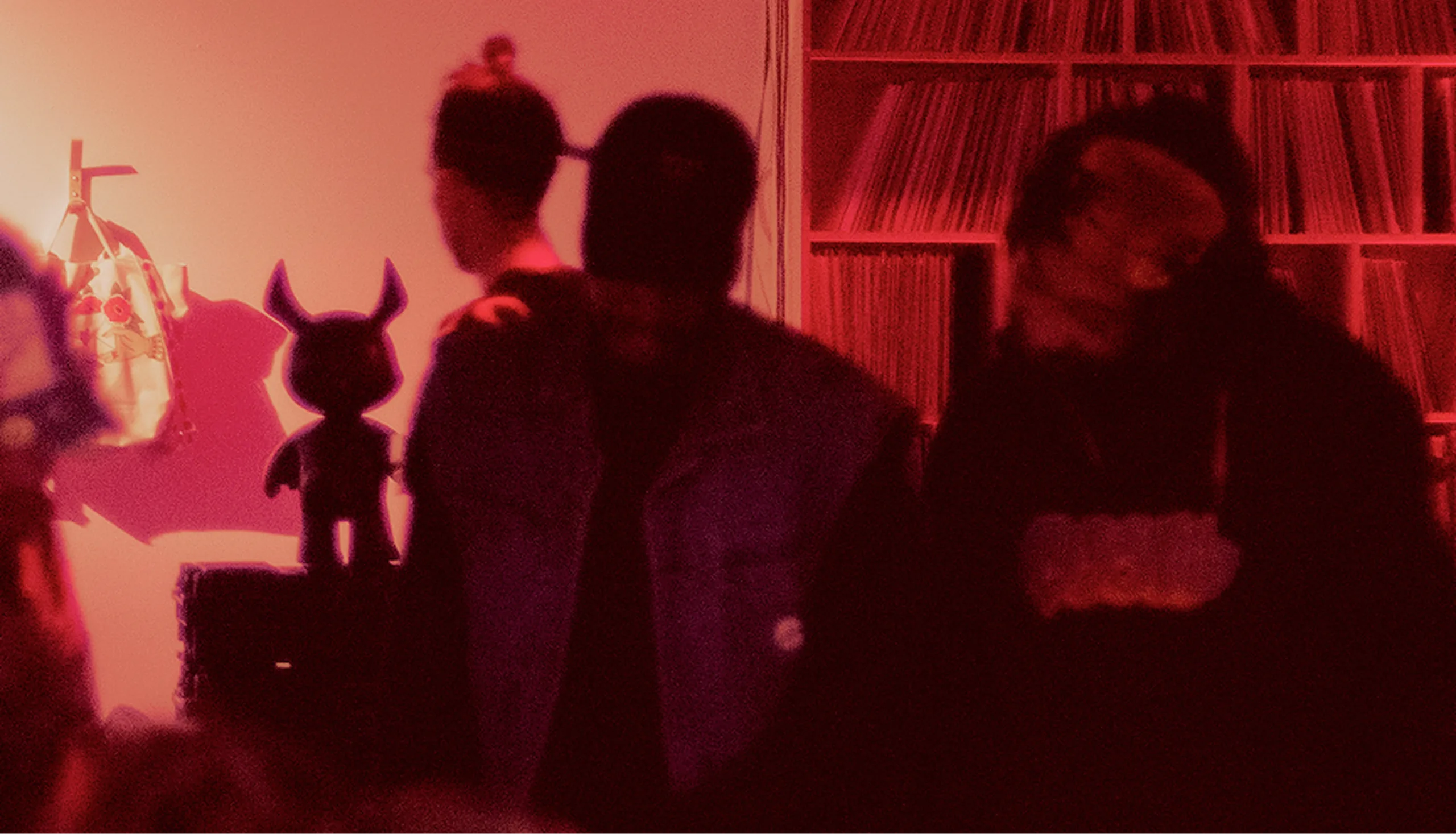 Madclub gathering bathed in red light